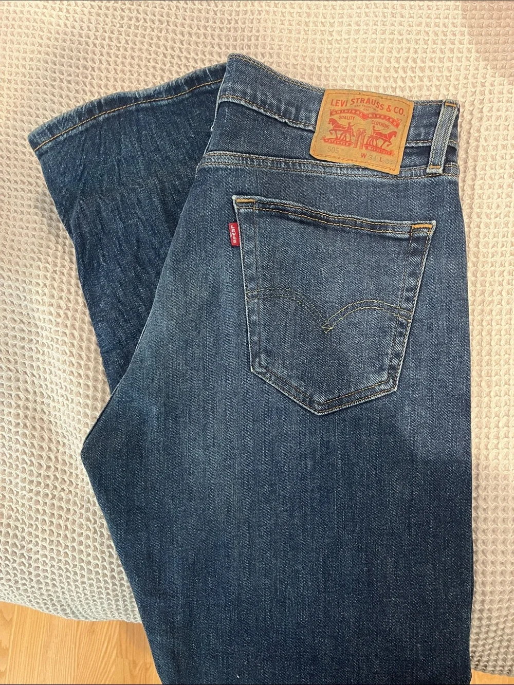 Levi's Men's 505 Dark Blue Straight-Leg Denim Jeans